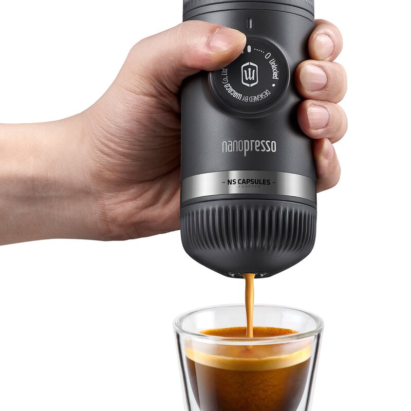 Nanopresso espressomaskin med NS adapter grå