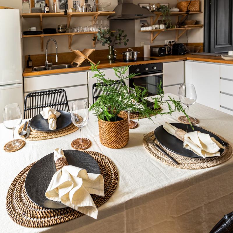 Rattan serviettring 4 stk mørk brun