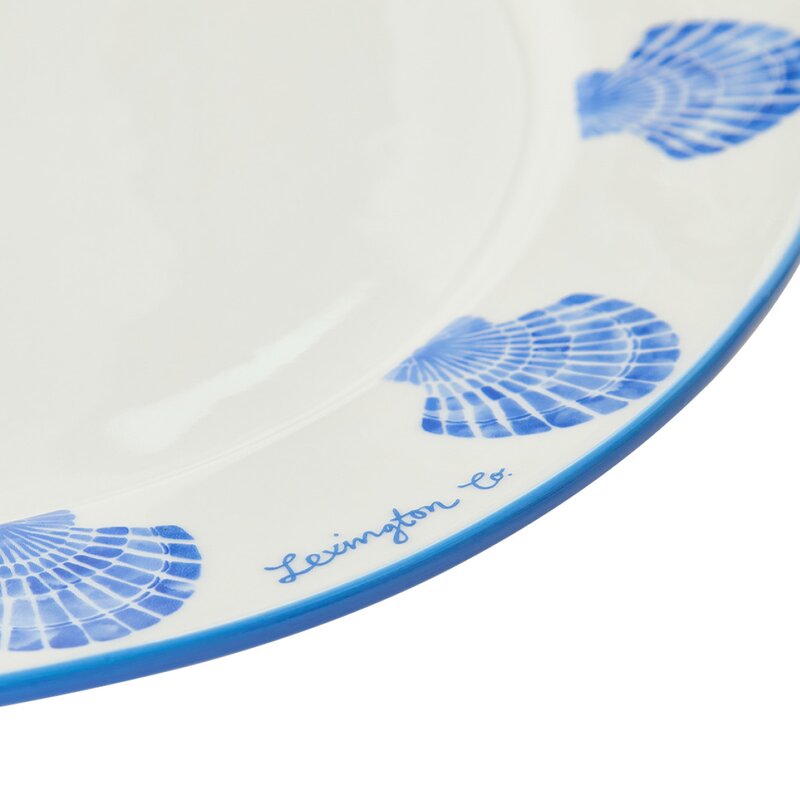 Shell stoneware fat 40 cm hvit/blå