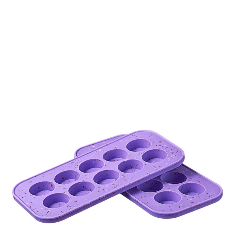 Matoppbevaring og lokk i silikon cookie tray 10x25 ml 2 stk lilla