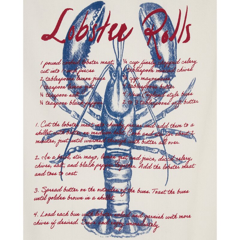 Lobster roll kjøkkenhåndkle 70x50 cm hvit/rød