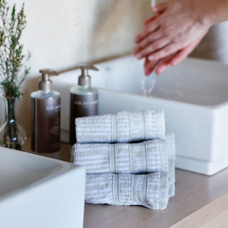 Bath Collection vaskeklut 30x30 cm 4 stk sand beige stripes