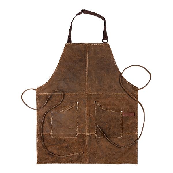 Home forkle i vintage skinn brun