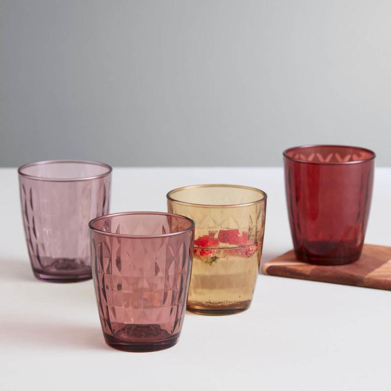 Mosaic vannglass 34 cl 4 stk shades of red
