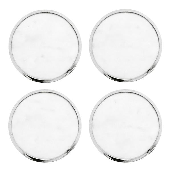 Drikkebrikker marmor 10,5 cm 4 stk hvit