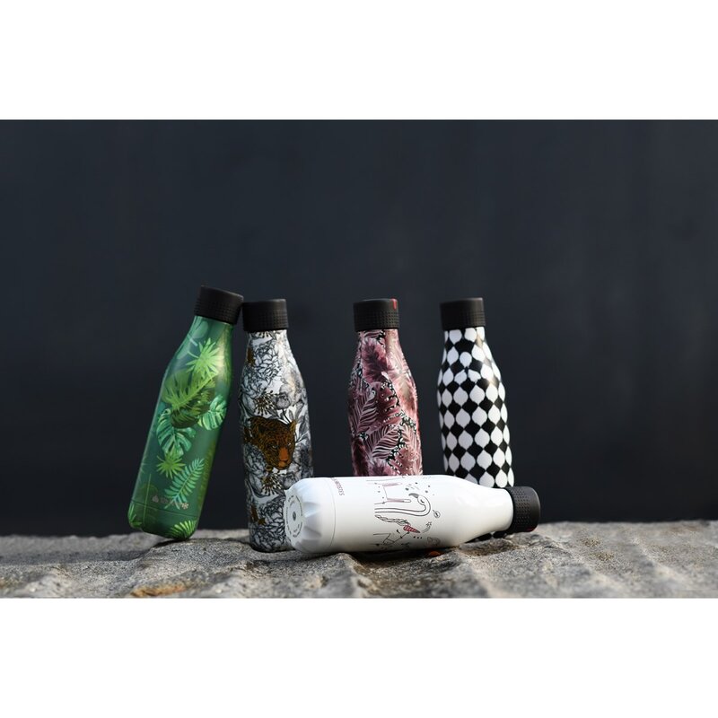 Bottle Up Design termoflaske 0,5L hvit/svart/rosa