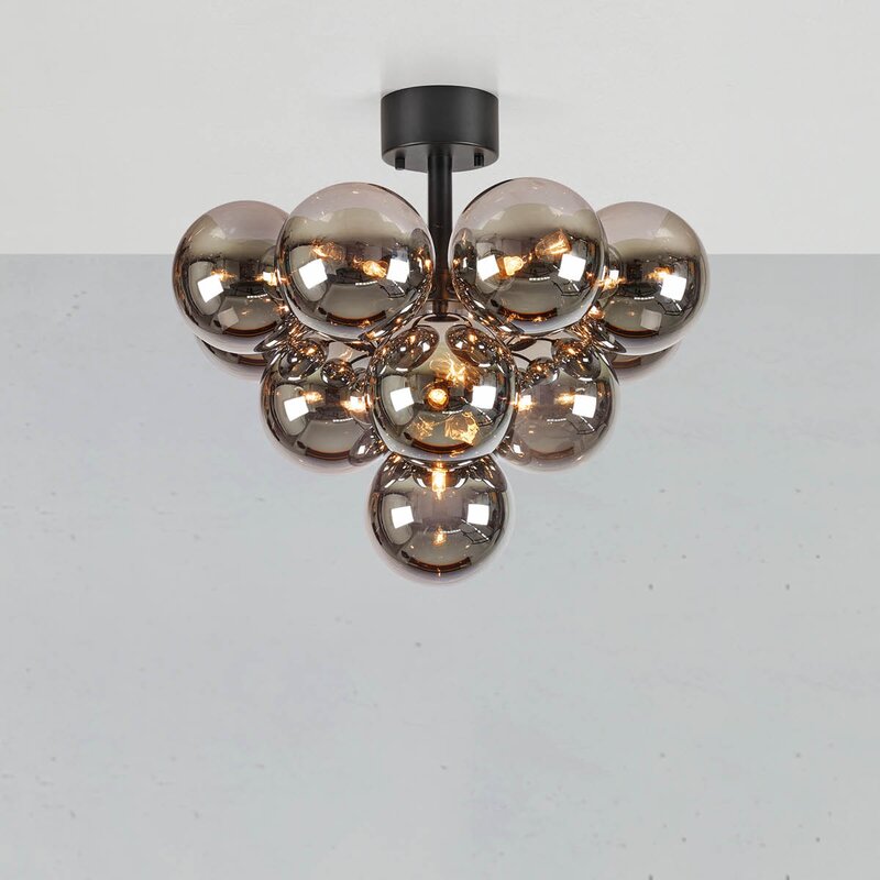 Merlot plafond taklampe 13 lys matt svart/smoke