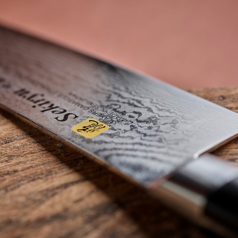 Damask kokkekniv 21 cm svart