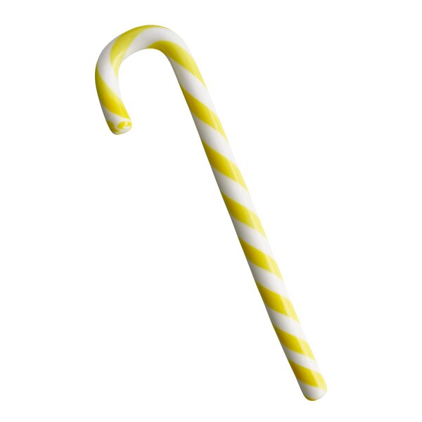 Polka glassdekorasjon 17 cm hvit/gul