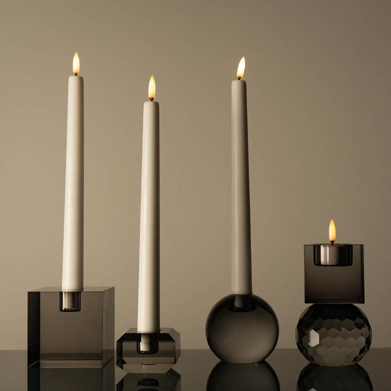 Milano lysestake rund 7x8 cm smoke