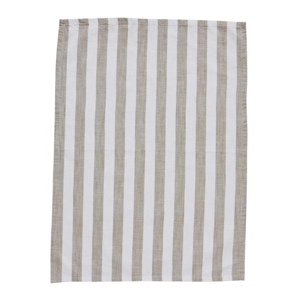 Olivia kjøkkenhåndkle 70x50 cm brede striper hvit/sand