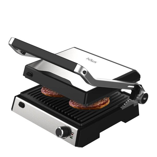 Møn Proff bord/paninigrill 2000W rustfritt stål/svart