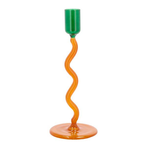 Styles lysestake glass 8,5x19,6 cm grønn/amber