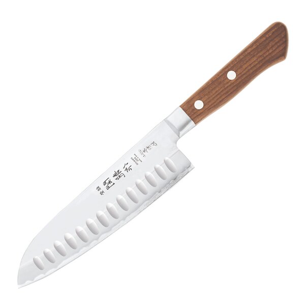 Wood santokukniv m/ luftlommer 16,5 cm blank/natur
