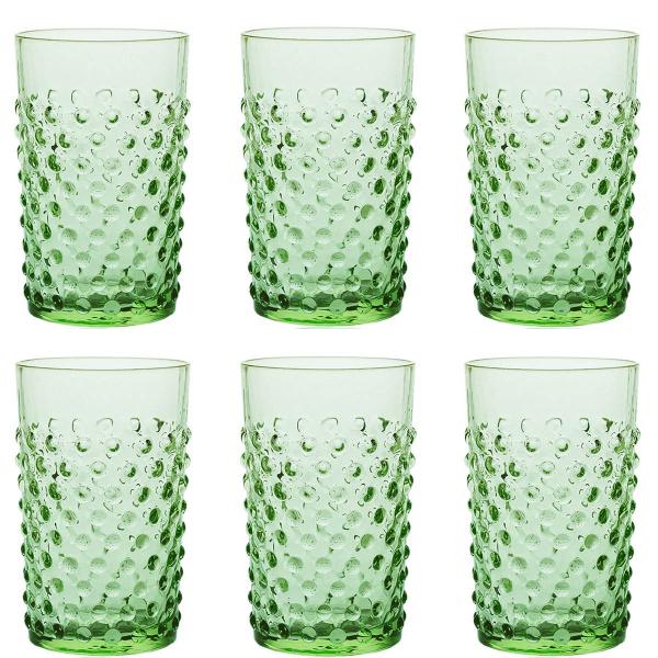 Hobnail glass 20 cl 6 stk light green