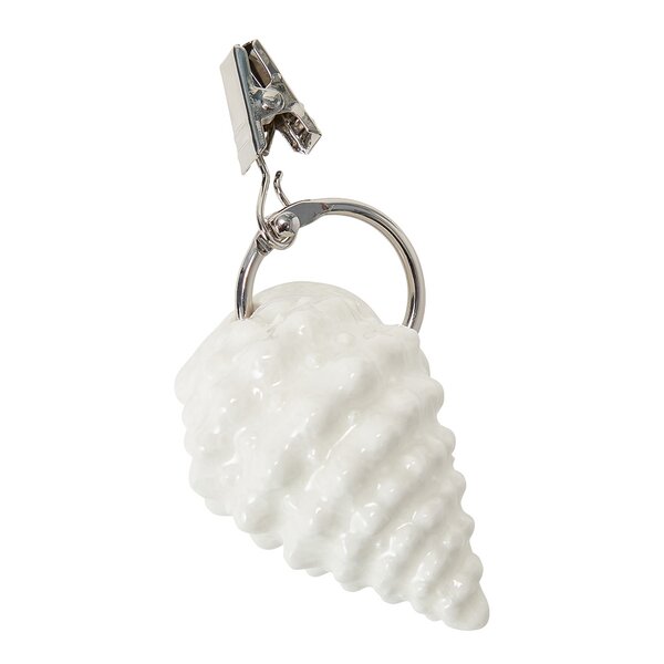 Shell dukholder i steingods 6x4 cm hvit