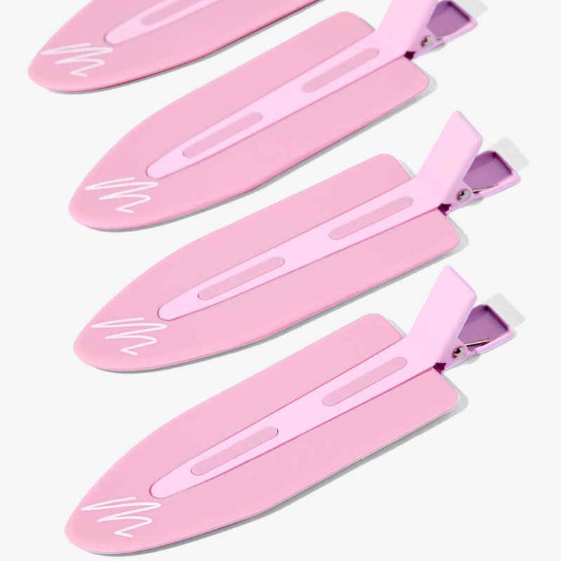 No crease hårklemme jumbo 4 stk rosa