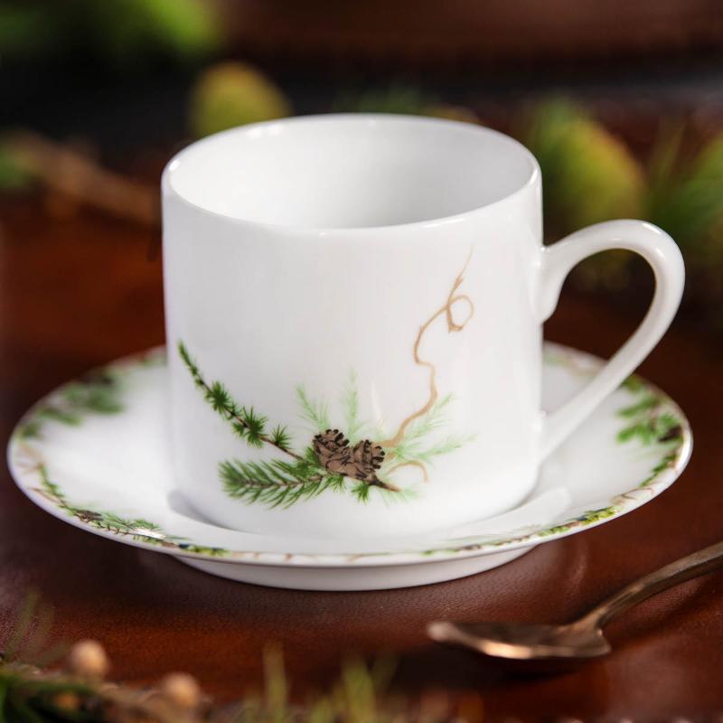 Nostalgi kaffeskål 20 cl hvit/grønn