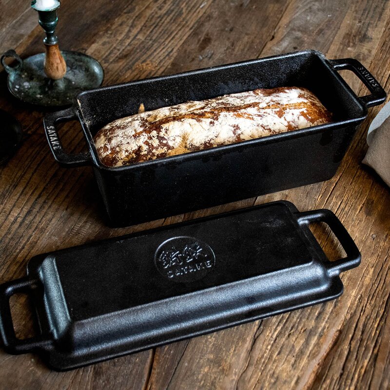 Brødform med lokk støpejern 37x14x11 cm 3L svart
