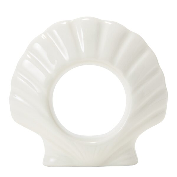 Shell stoneware serviettring 8 cm hvit