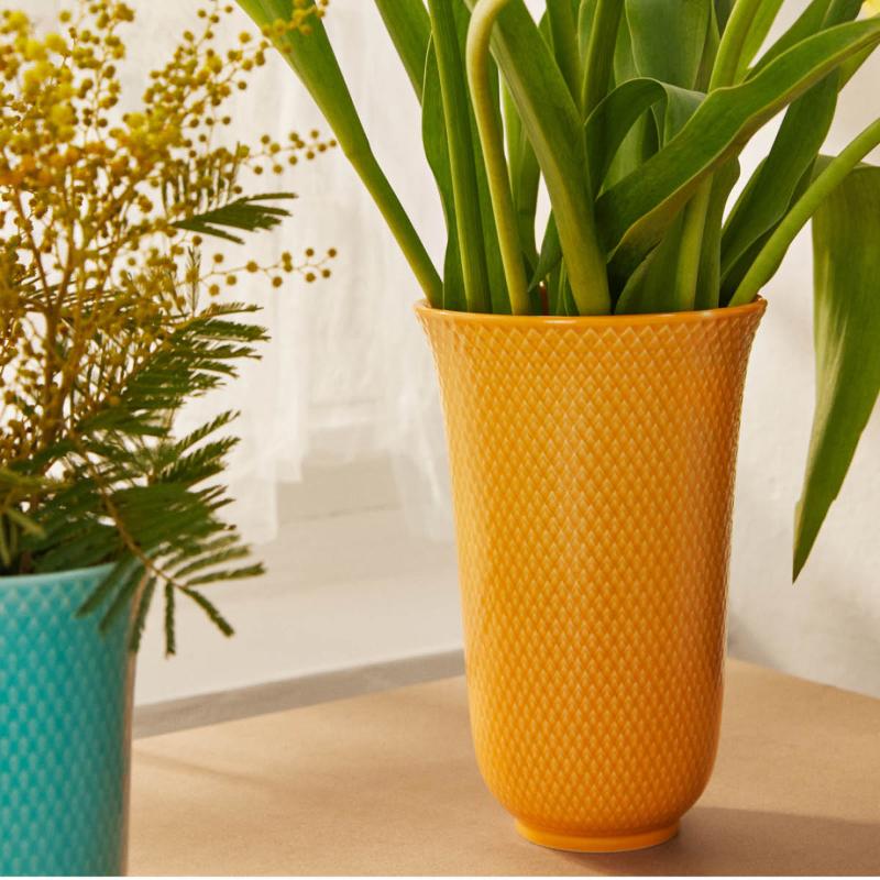 Rhombe Color vase 20 cm porselen gul