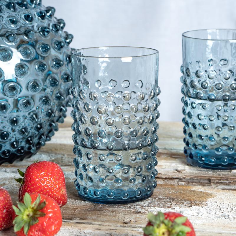 Hobnail glass 20 cl misty blue