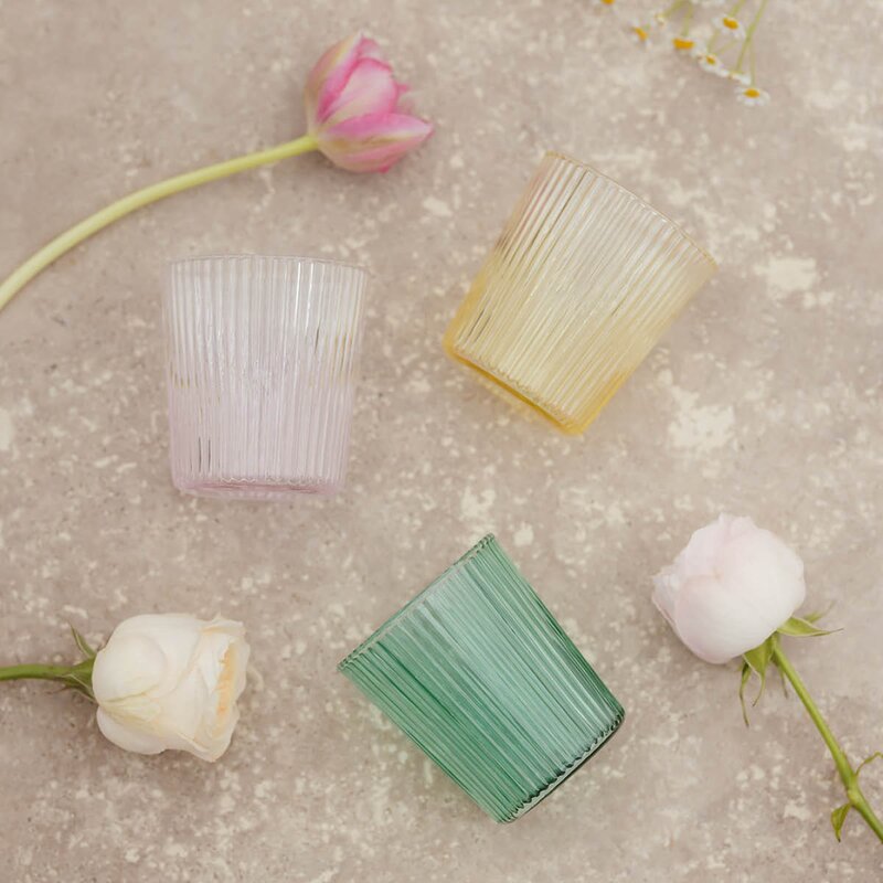 Ribbed Elegance glass Pink 25 cl rosa