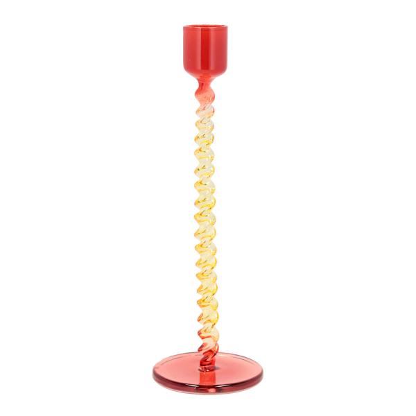 Styles lysestake glass 7,4x20,3 cm gul/rød