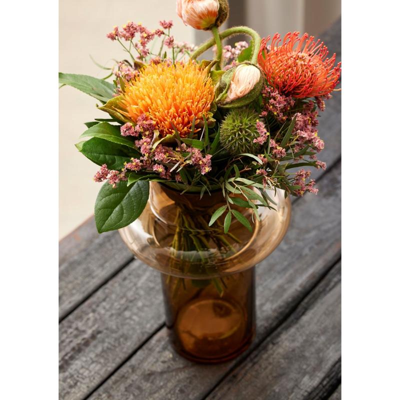 Tube vase 20 cm amber glass