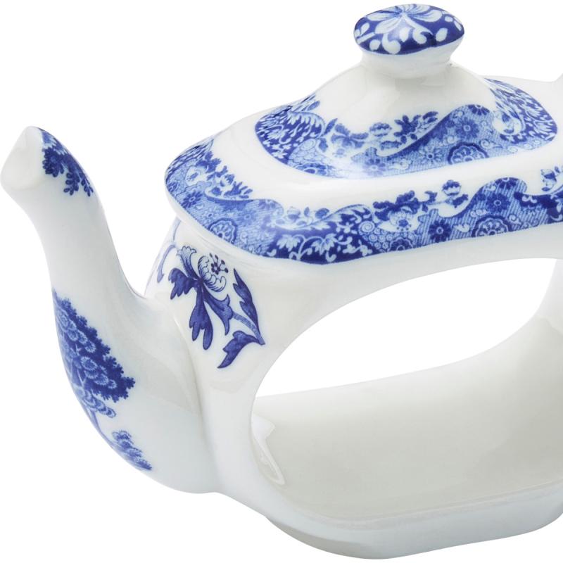 Blue Italian serviettring 4 stk blå/hvit