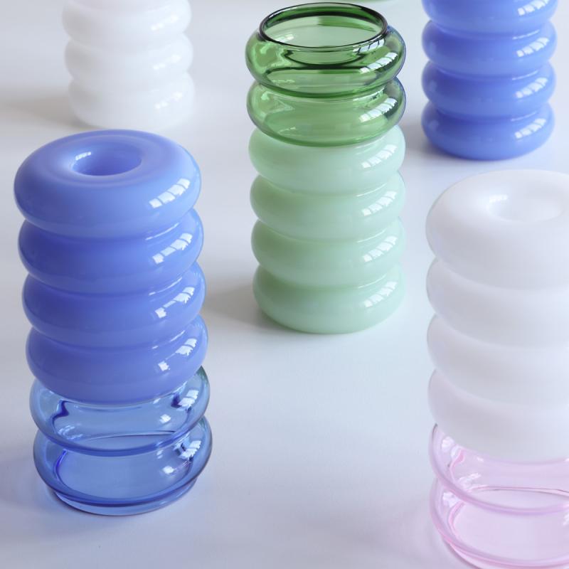 Bubble vase/lysestake 13,5 cm rosa
