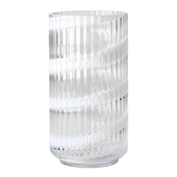 Vase munnblåst glass 20,5 cm swirl white