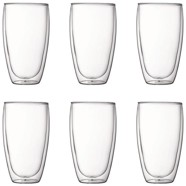 Pavina dobbeltvegget glass 45 cl 6 stk klar