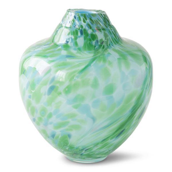 Unik skulptur kunstglass M 24 cm grønn multi