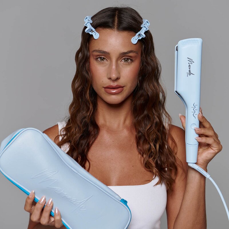 Bølgetangsett double waver 6 deler blå