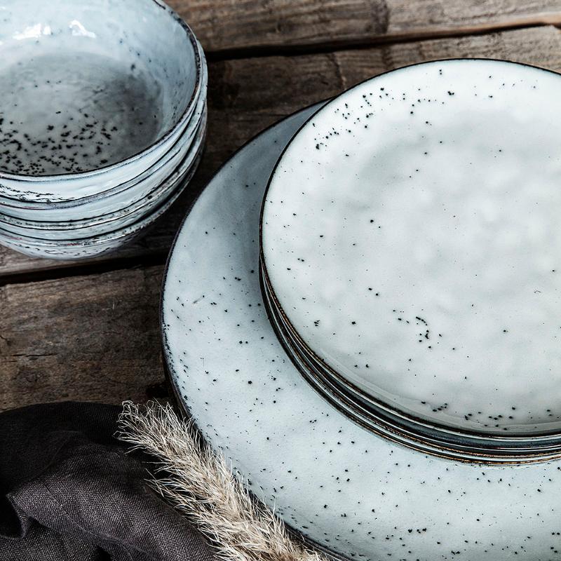 Rustic tallerken 20 cm grå/blå