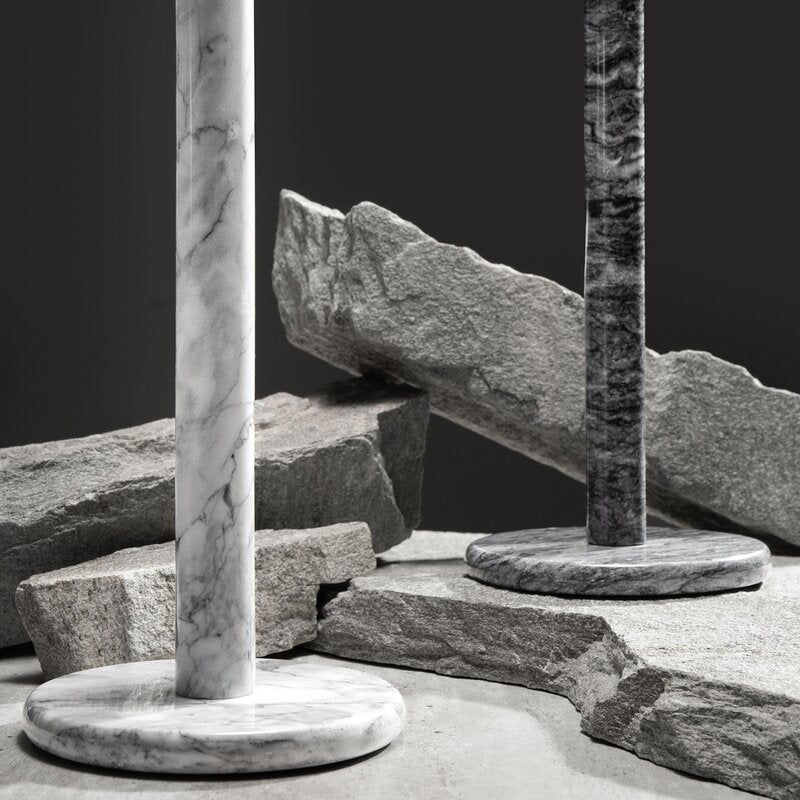Marmor tørkerullholder 32 cm natur/hvit