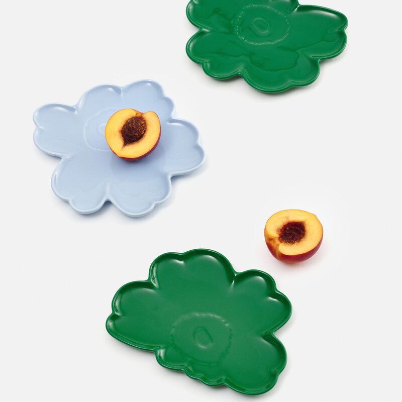 Unikko asjett 20 cm blomsterform blå