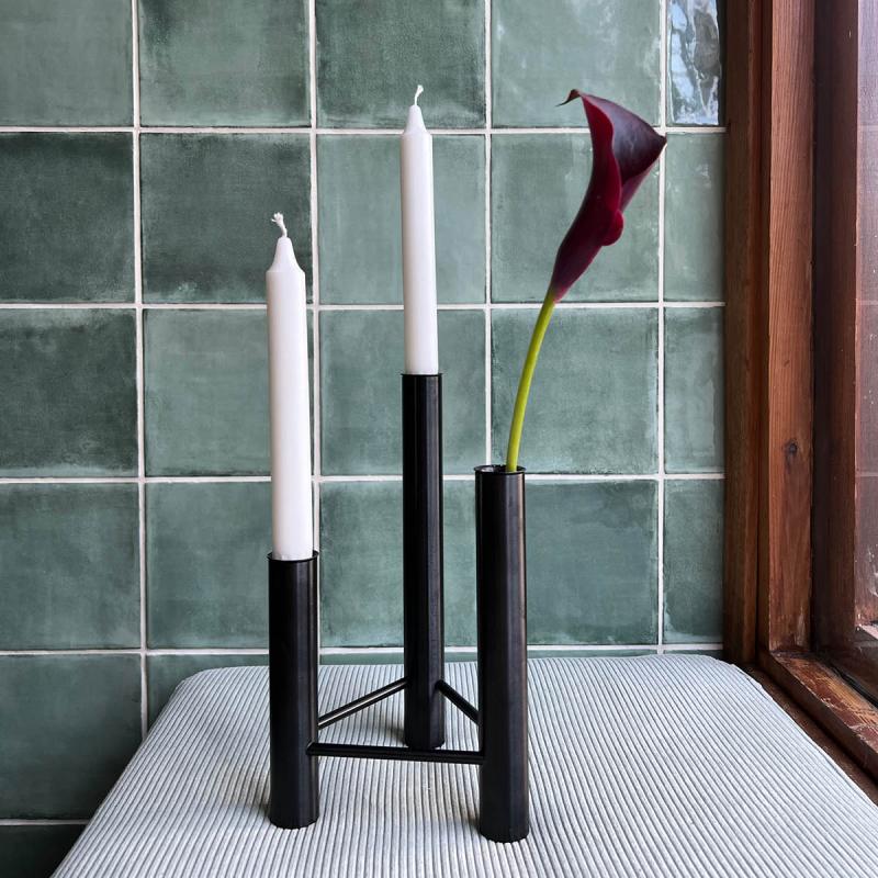 Vista vase/lysestake svart