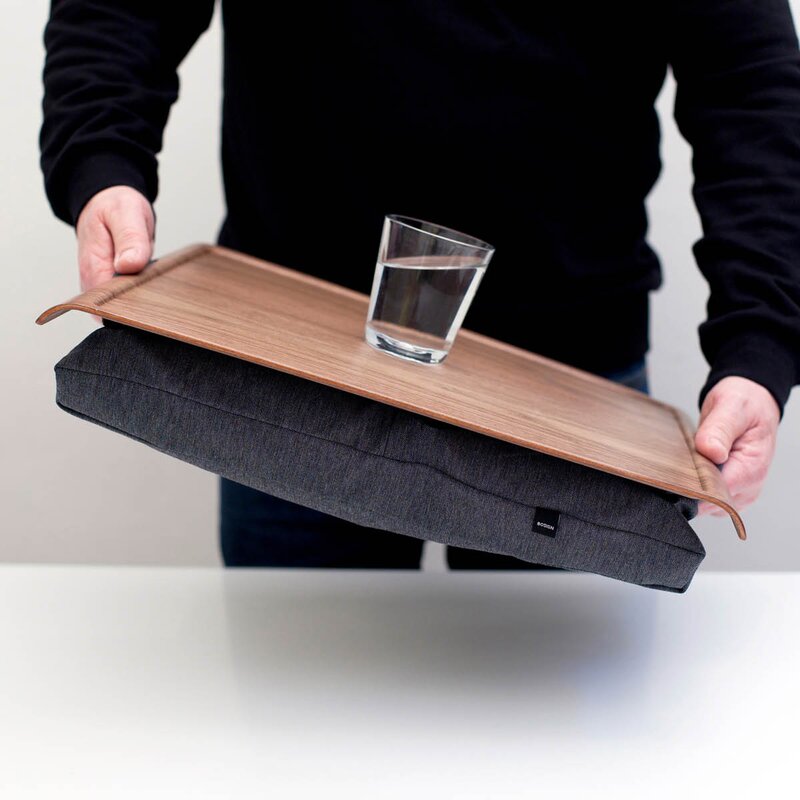Laptray knebrett anti-slip 46x38 cm valnøtt/grå