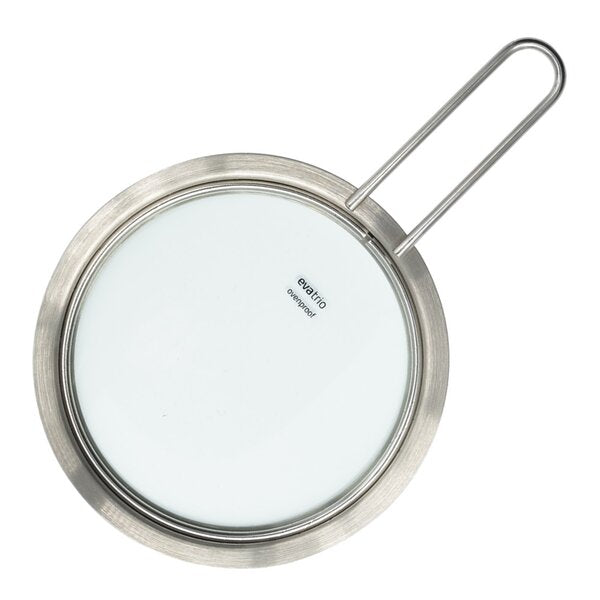 Glasslokk 16 cm børstet stål