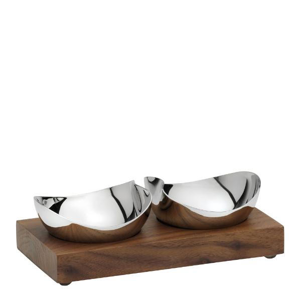 Skål med brett 2 stk valnøtt