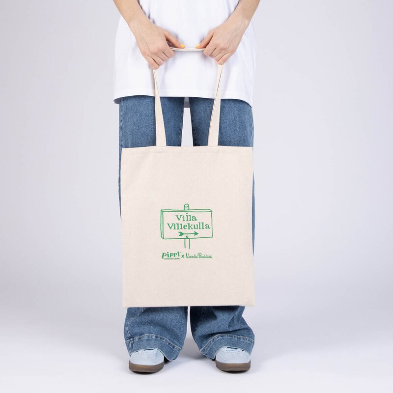 Pippi handlenett 38,5x42 cm Villa Villekulla beige