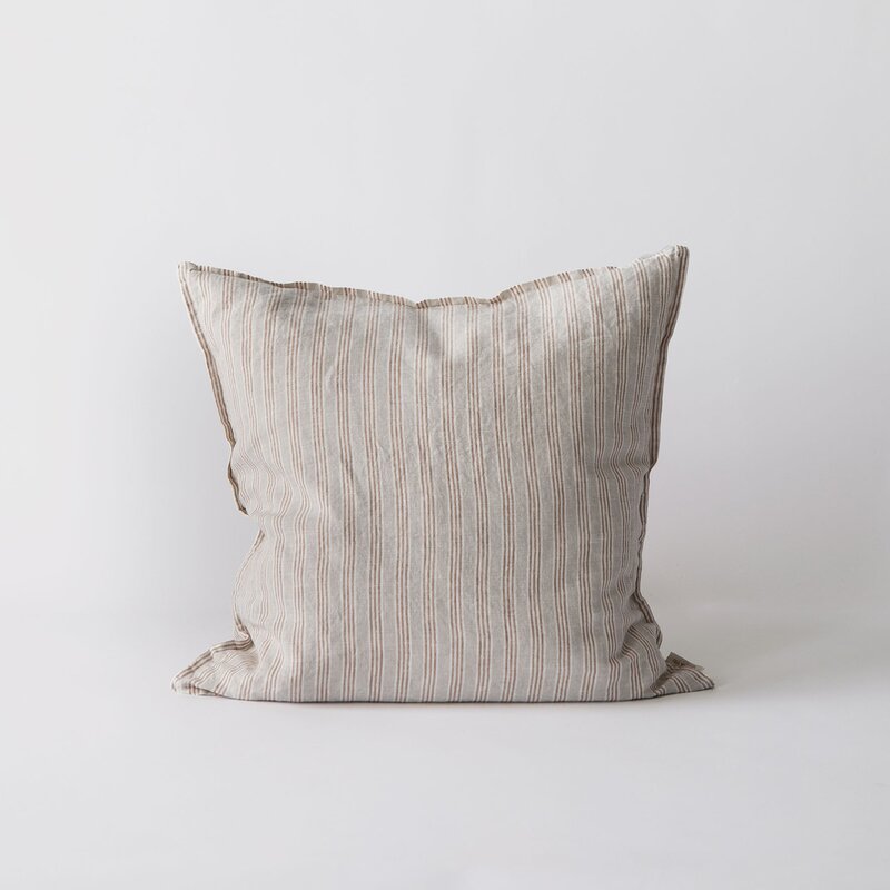 Putetrekk lin 50x50 cm hazelnut stripe