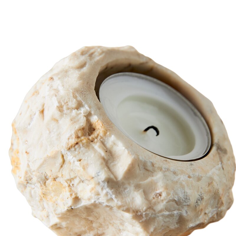 Batu telysholder 7x4 cm beige