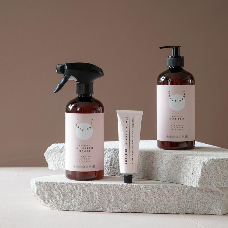 Geranium håndkrem 250 ml pumpeflaske lys rosa