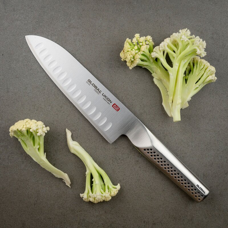 Ukon knivsett santokukniv GU-04 hulslipt 19 cm + knivsliper G-91/SB våtslip