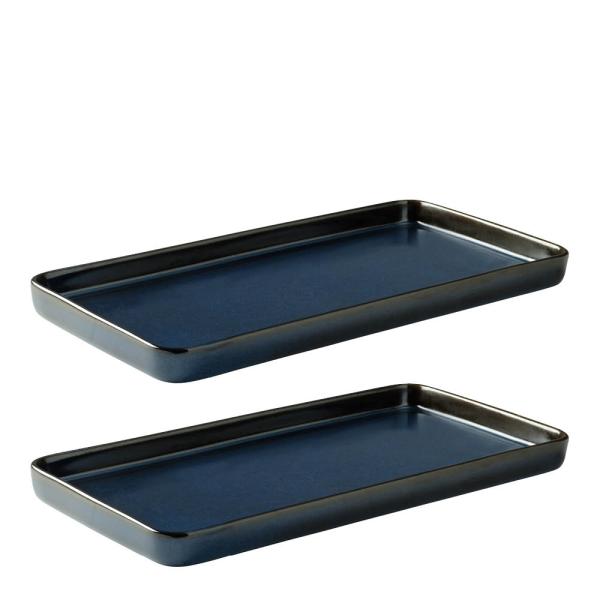 RAW tallerken rektangulær 34x18 cm 2 stk midnight blue