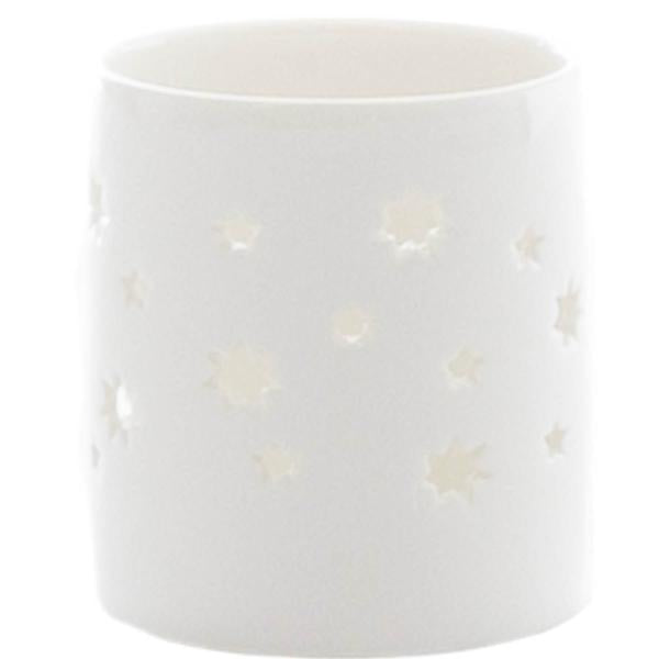 Telysholder stjerne liten 6,5x7,5 cm hvit