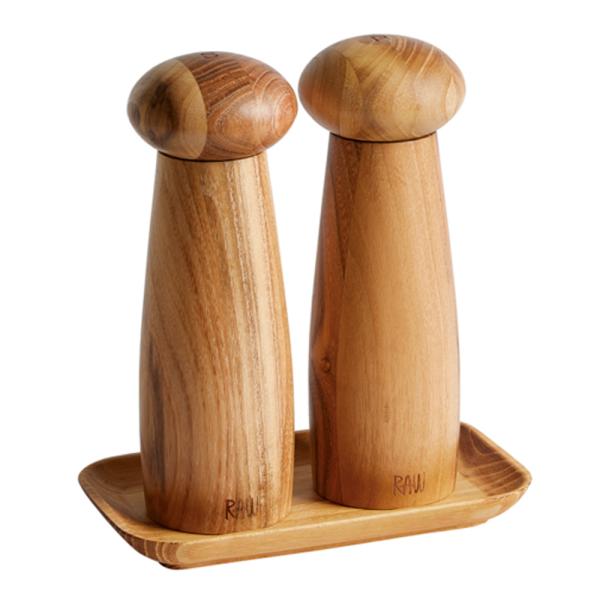 Raw kvernsett med brett 18,5 cm 3 deler teak